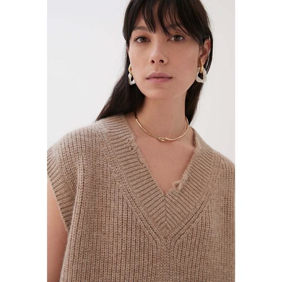 NWT Rejina Pyo Sydney Sweater Vest in Oat Alpaca Beige Tan Medium - Picture 3 of 12